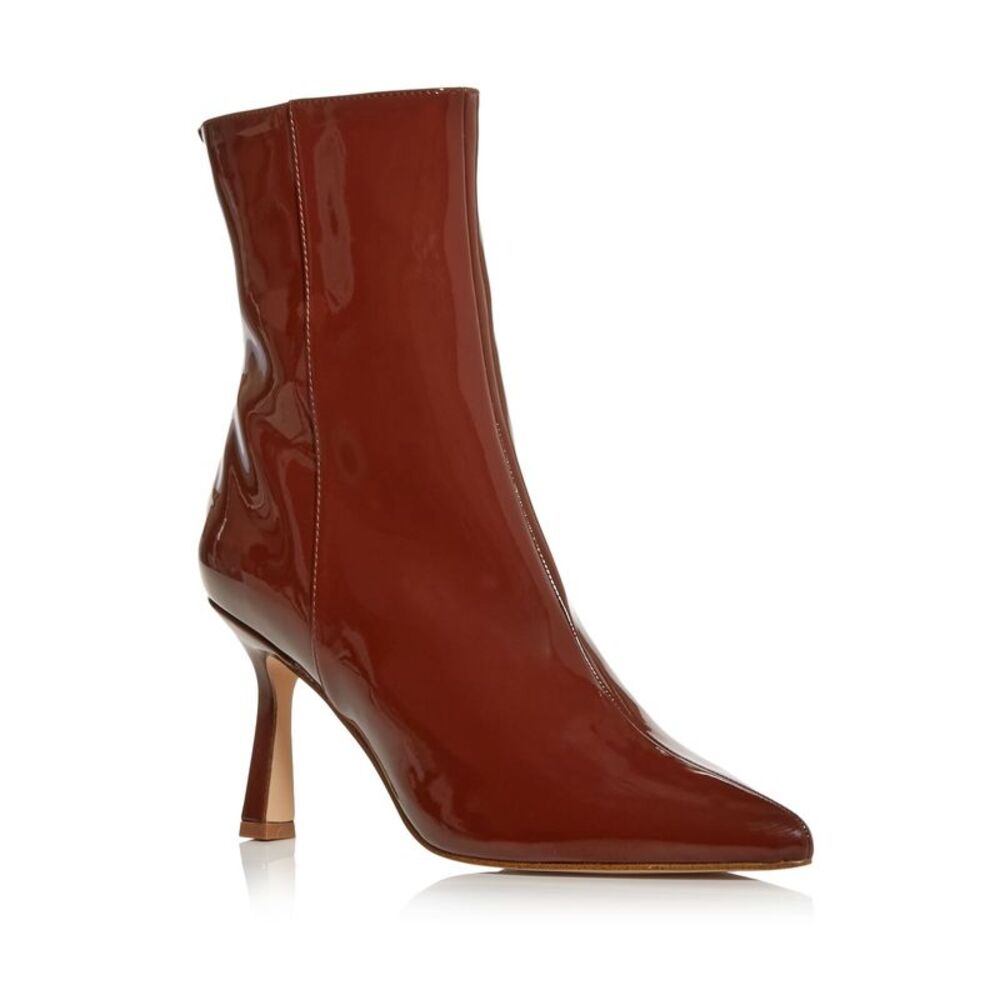 AQUA Womens Brown Comfort Hanna Pointed Toe Stiletto Zip-Up Dress Booties 7.5 M